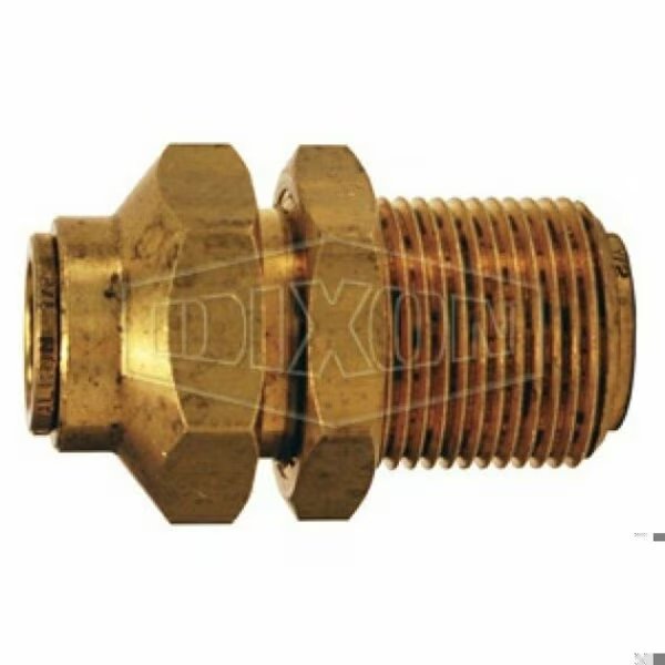 Bulkhead Push-In Union, 3/4-16 x 3/8 in Nominal, Tube, Brass, Domestic, Dixon, Mfr#: 8212